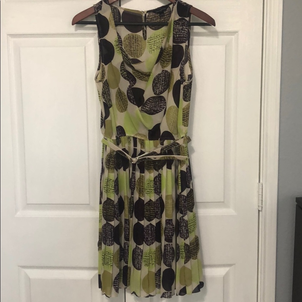 Lime and purple pleated dress(will need nude slip)